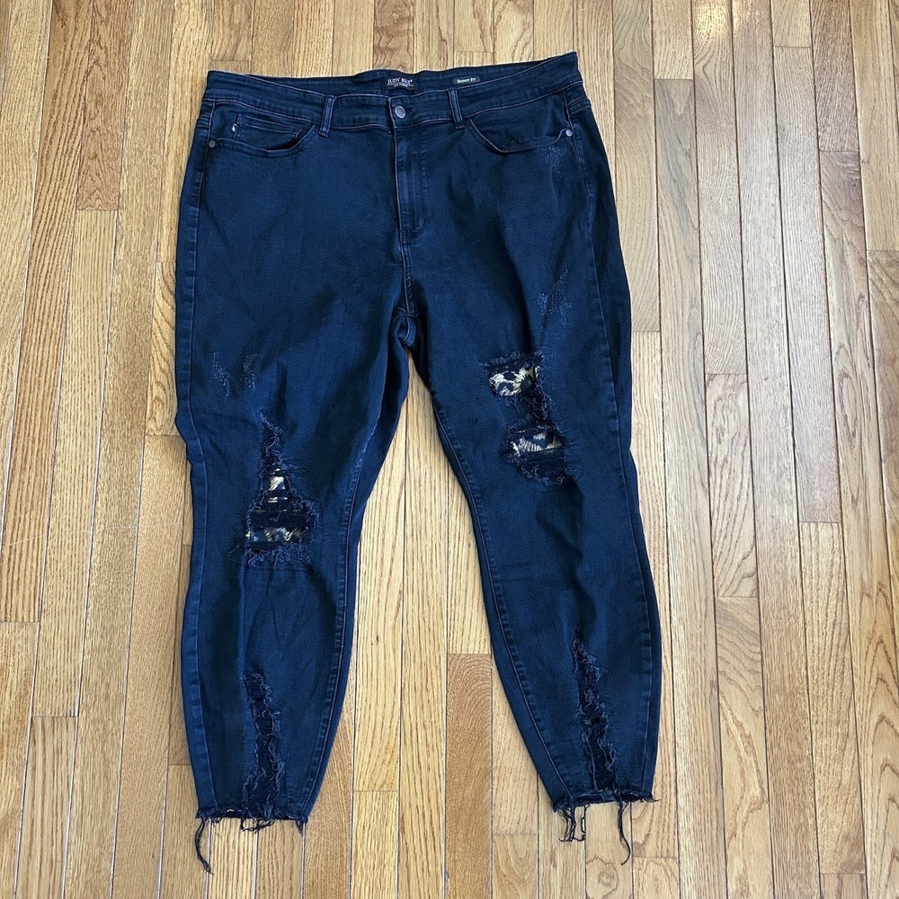 Judy‎ Blue Women's Plus Size Black Jeans Size 22W Skinny Fit Distressed